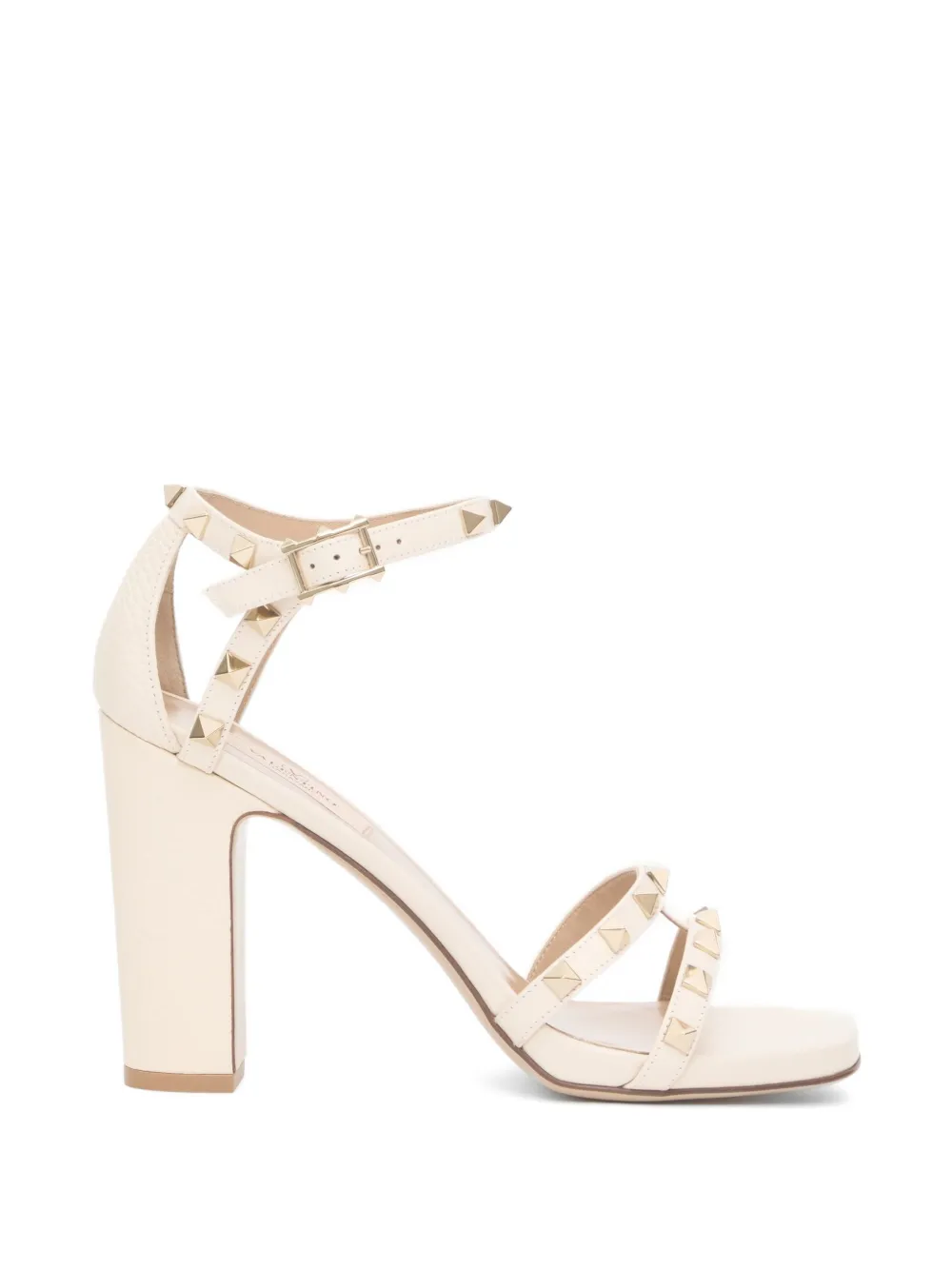 Valentino Garavani Rockstud sandalen van kalfsleer met elandprint Beige