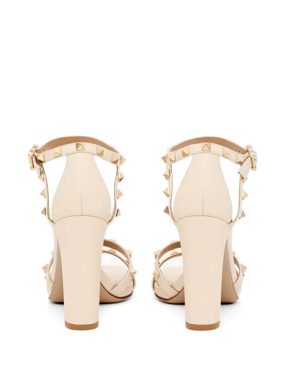 Valentino Garavani Rockstud sandalen van kalfsleer met elandprint Beige