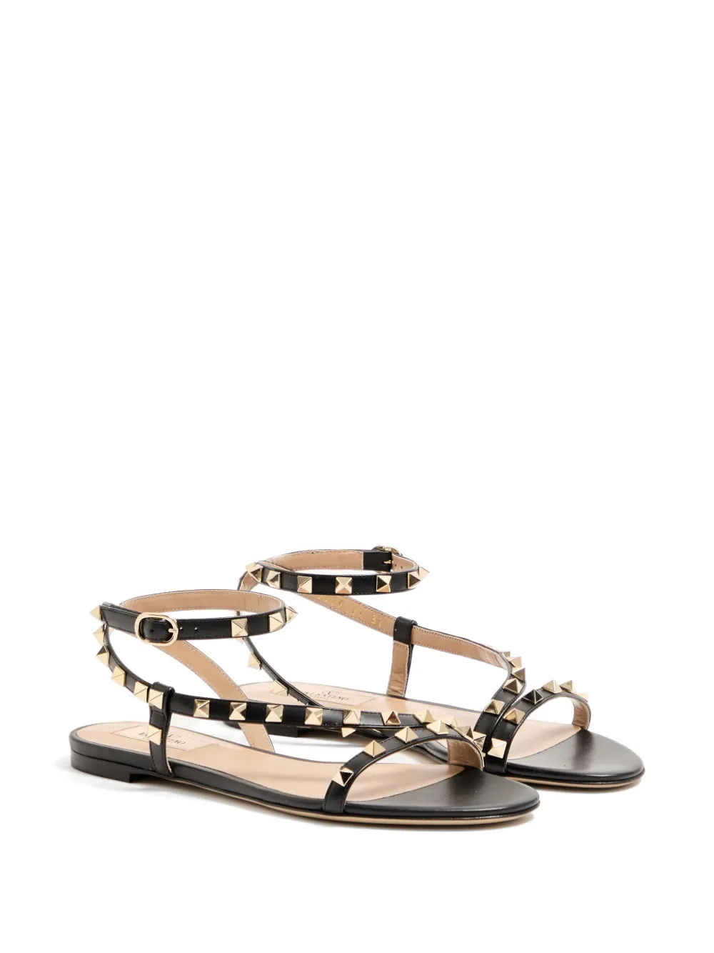Valentino Garavani Rockstud kalfsleren sandalen Zwart