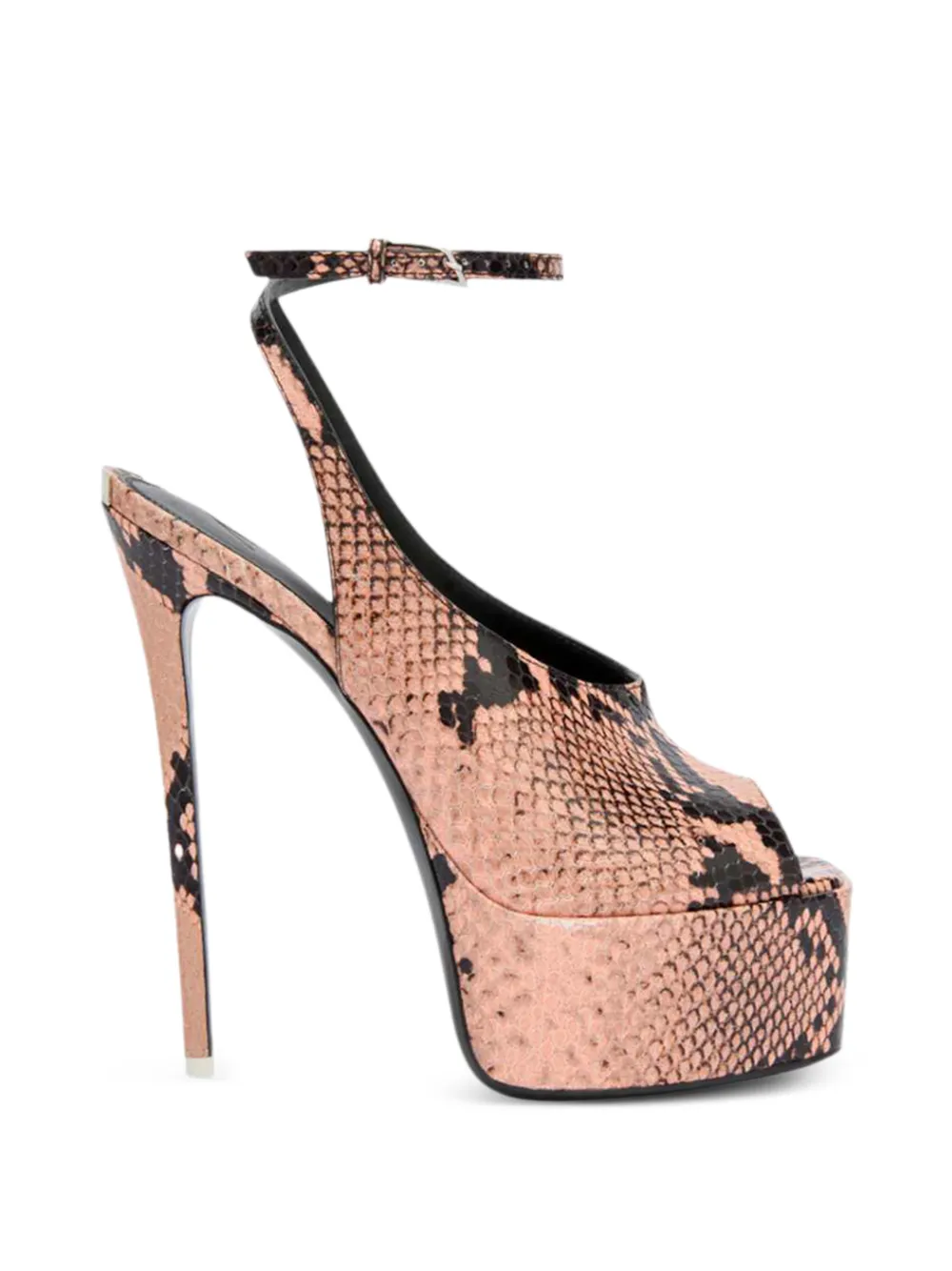 The Attico Ornella python-print heeled leather pumps Roze