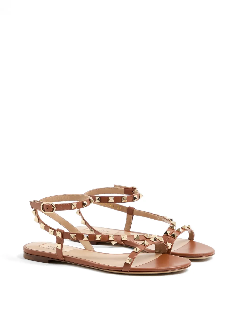 Valentino Garavani Rockstud leren sandalen Bruin