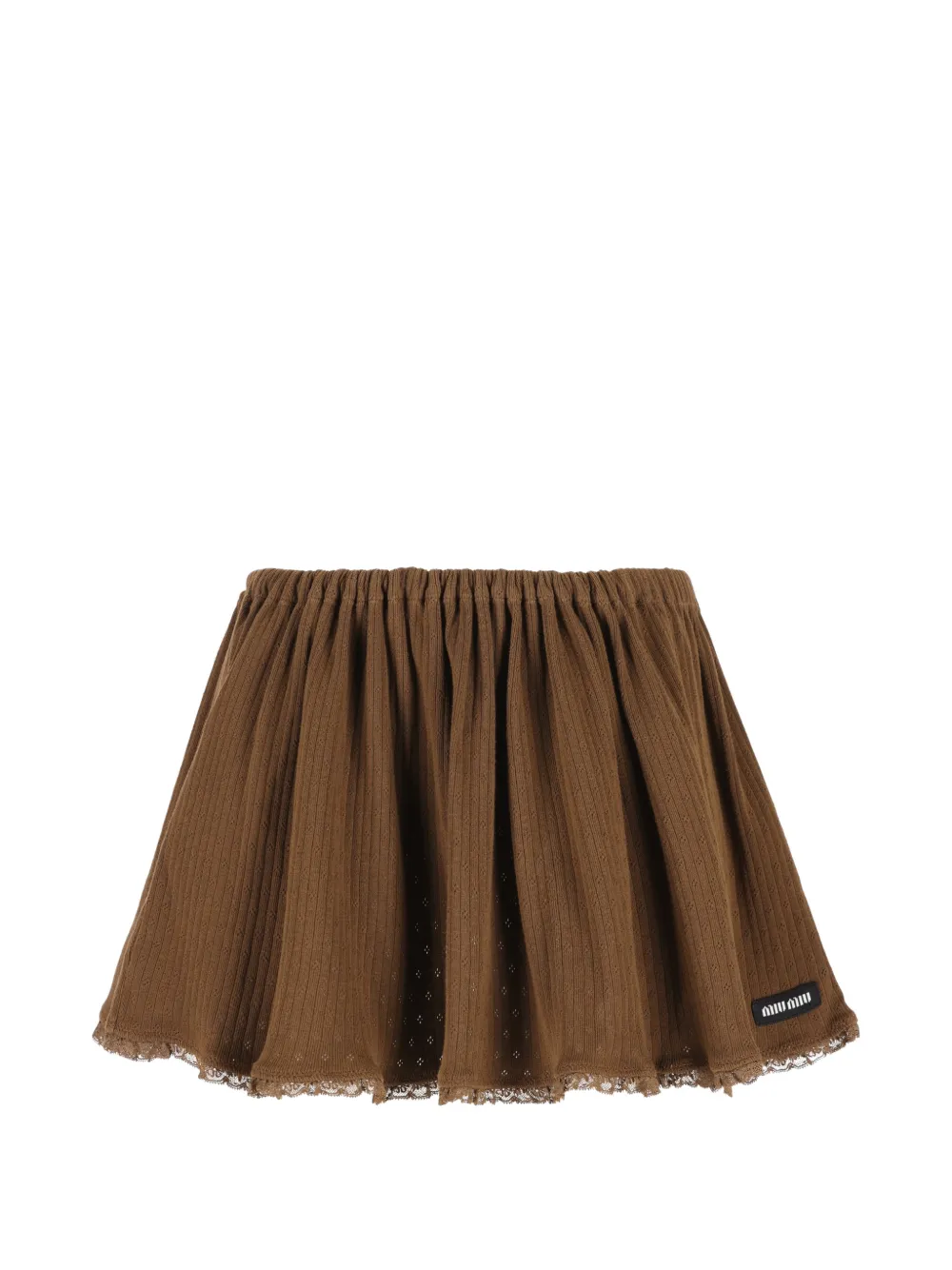 Miu Miu lace-trim mini skirt - Marrone
