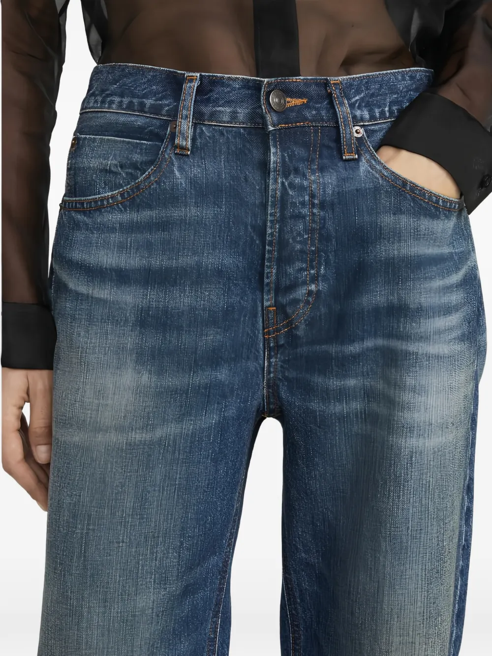 FRAME Straight jeans met vervaagd effect Blauw