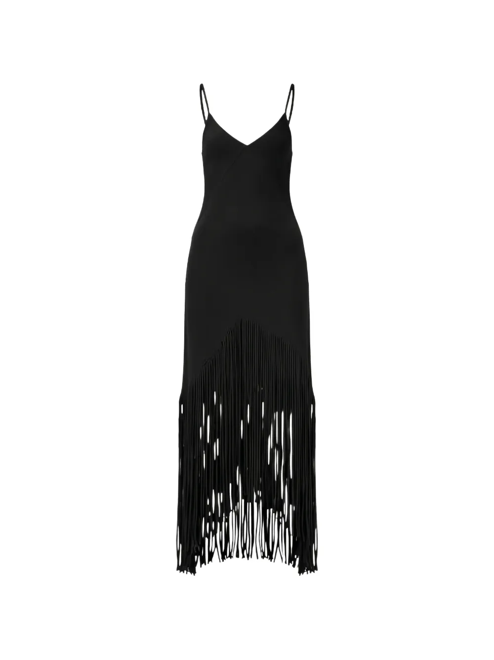 PINKO fringed V-neck maxi dress - Nero