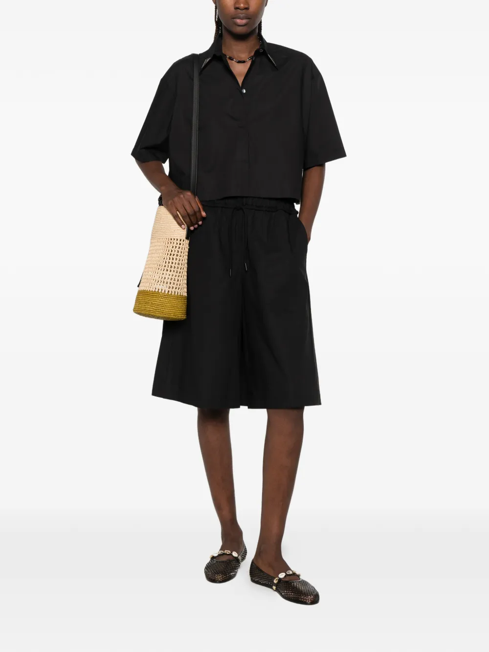 PINKO Cropped blouse met metallic details Zwart