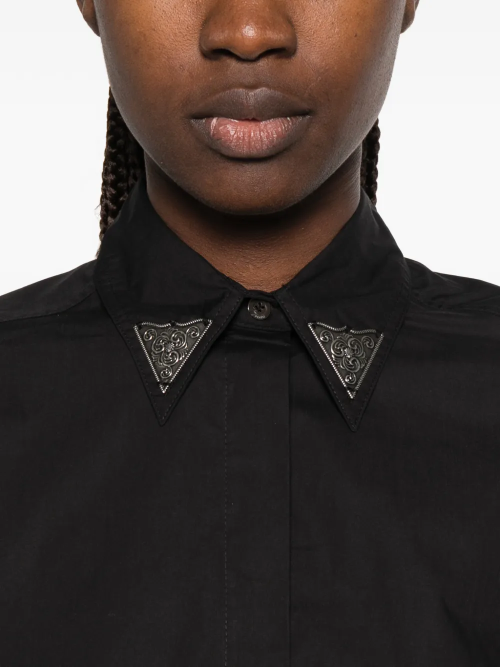 PINKO Cropped blouse met metallic details Zwart