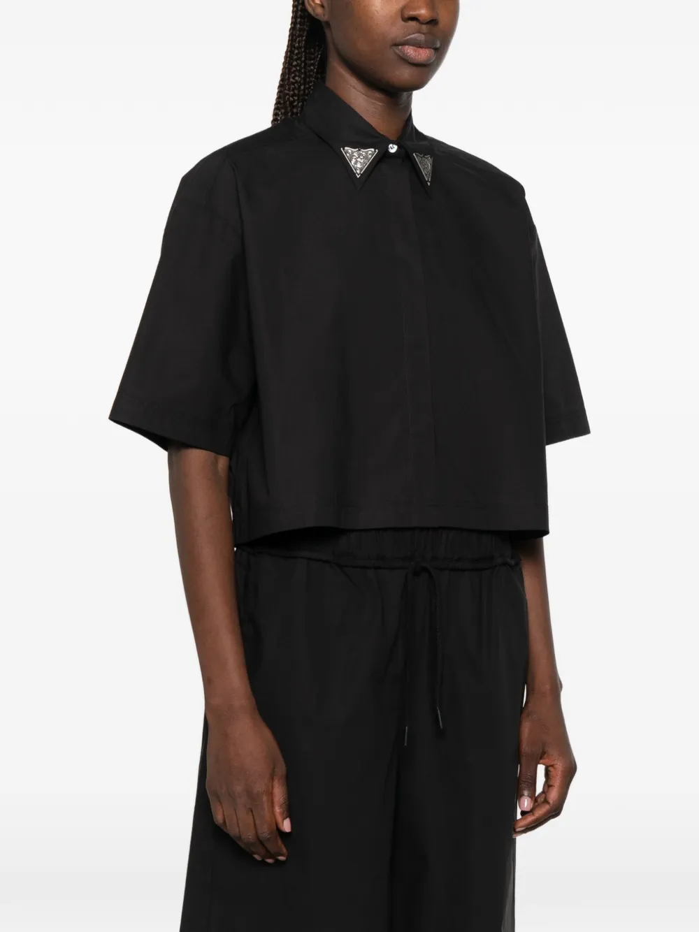 PINKO Cropped blouse met metallic details Zwart