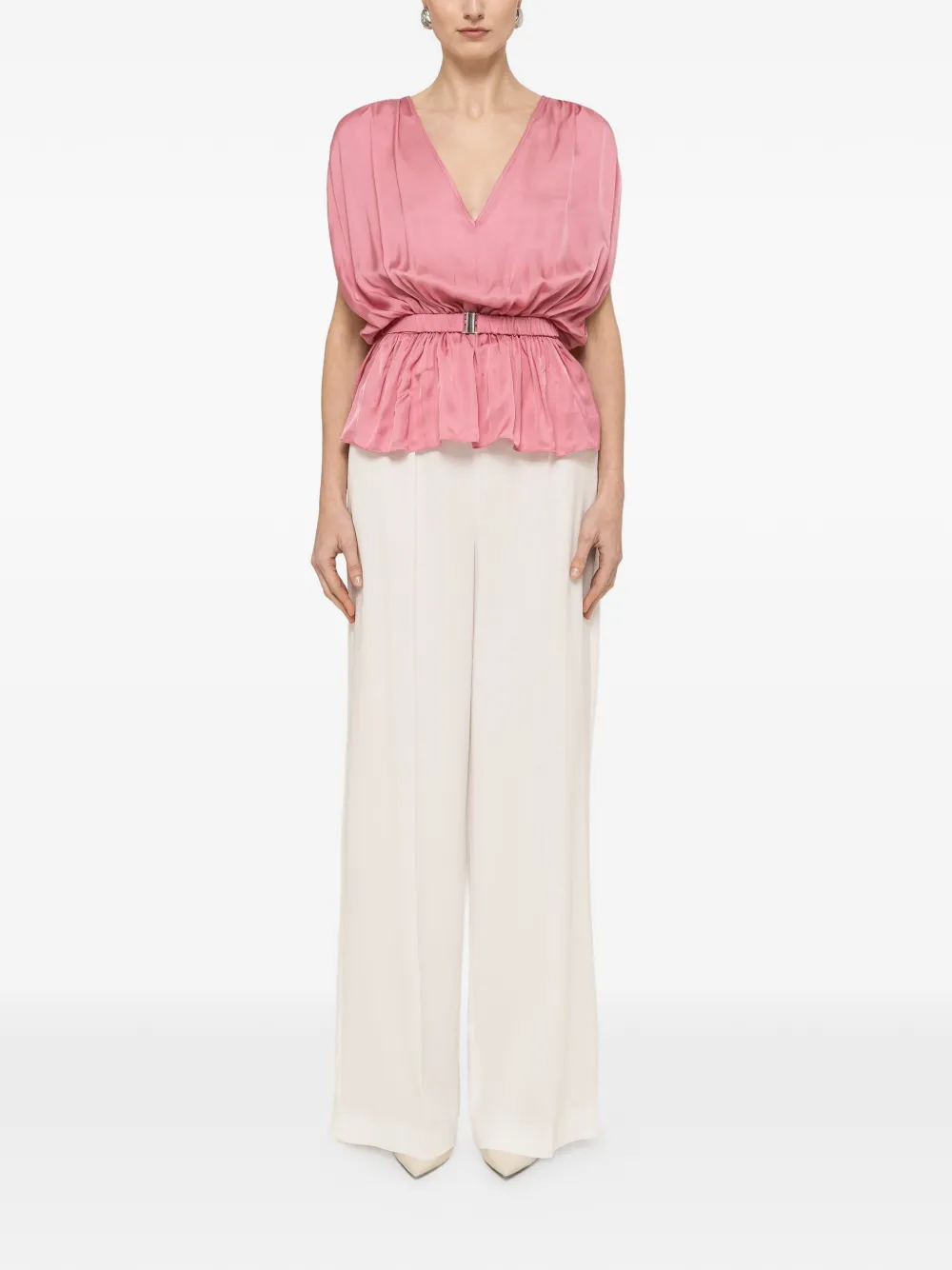 NISSA Viscose top met ceintuur Roze