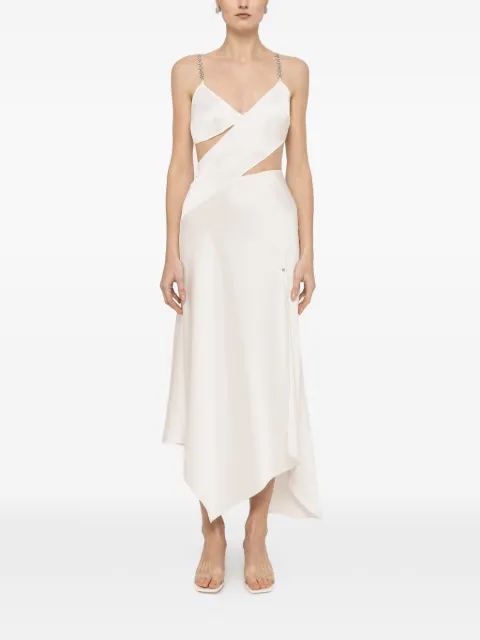 NISSA robe mi-longue à bretelles ornées de cristaux