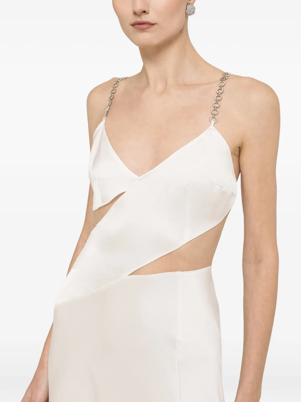 NISSA Midi-jurk met kristallen en bandjes Wit