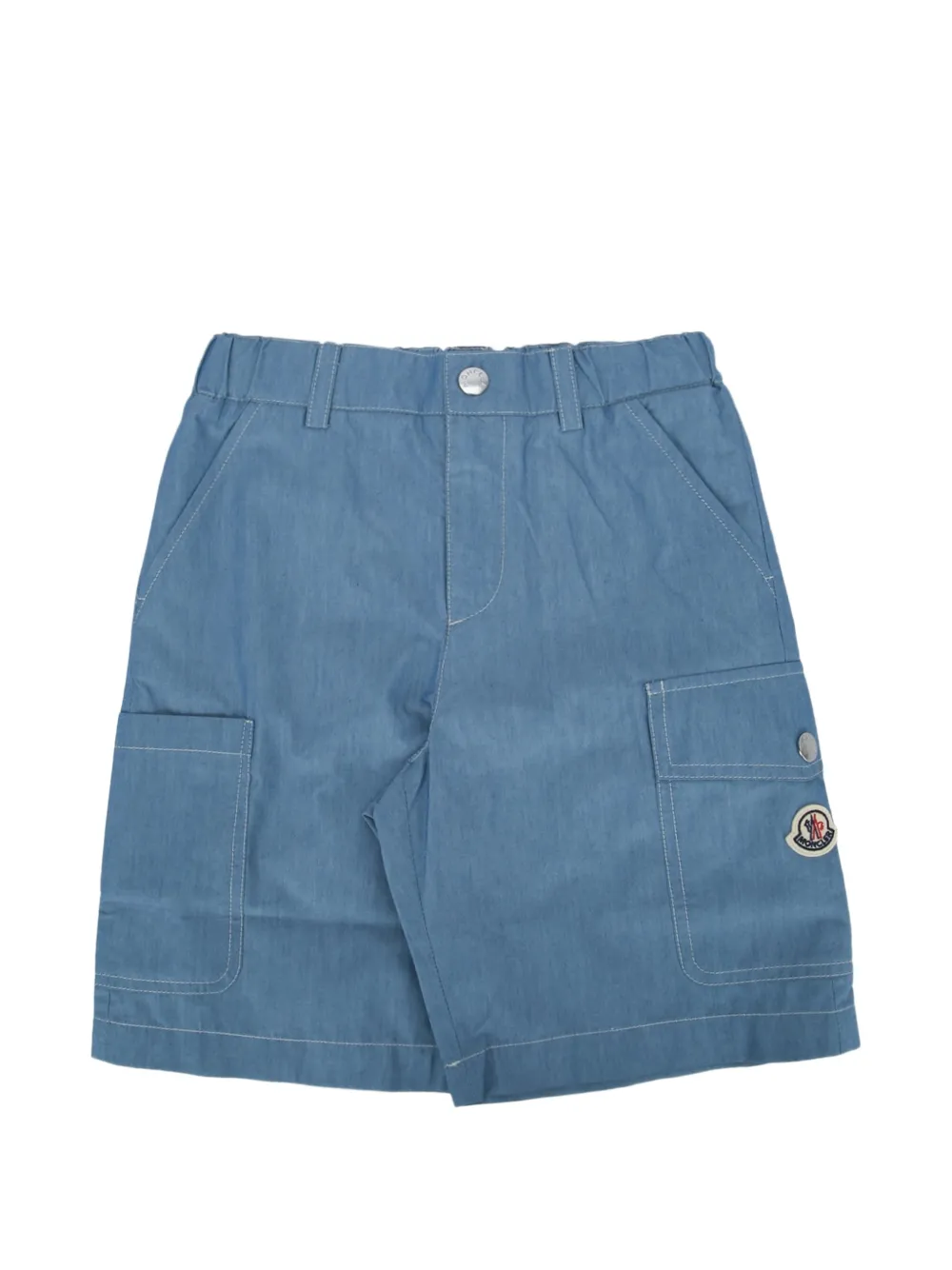 Moncler Enfant short cargo à écusson à logo - Bleu Moncler Enfant short cargo à écusson à logo - Bleu