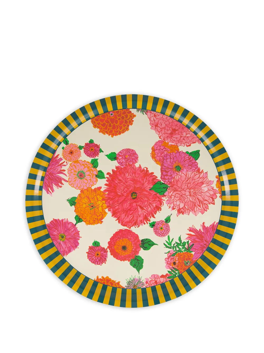 La DoubleJ large floral-print round tray - Neutrals