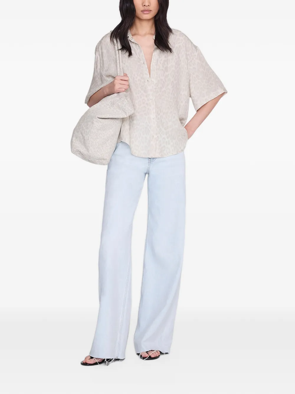 ANINE BING Coco blouse met luipaardprint Beige