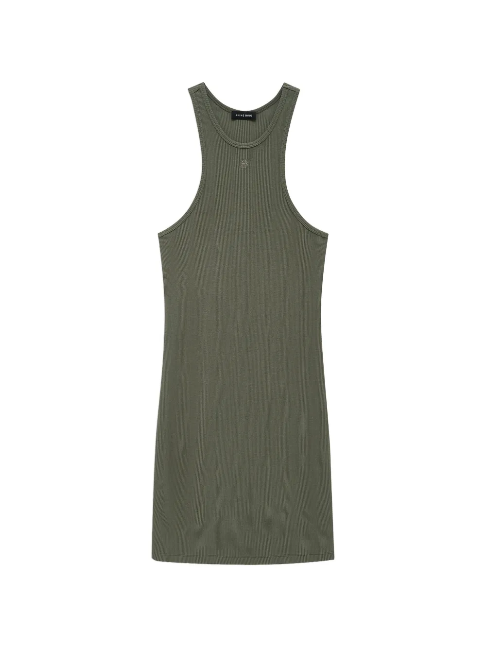 ANINE BING Cole logo-embroidered mini dress - Verde