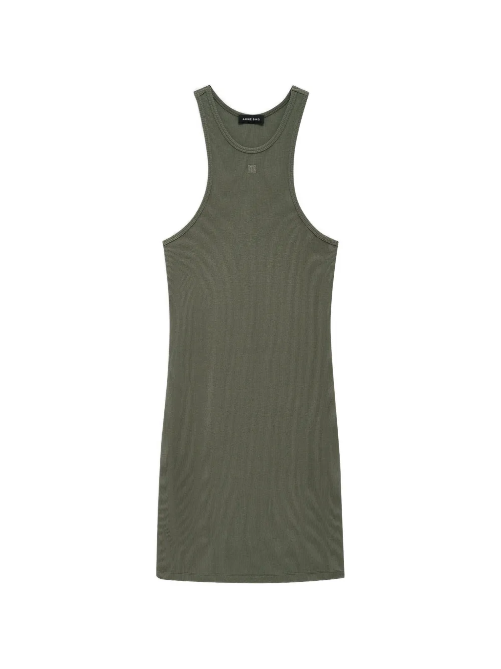 ANINE BING Cole logo-embroidered mini dress - Verde