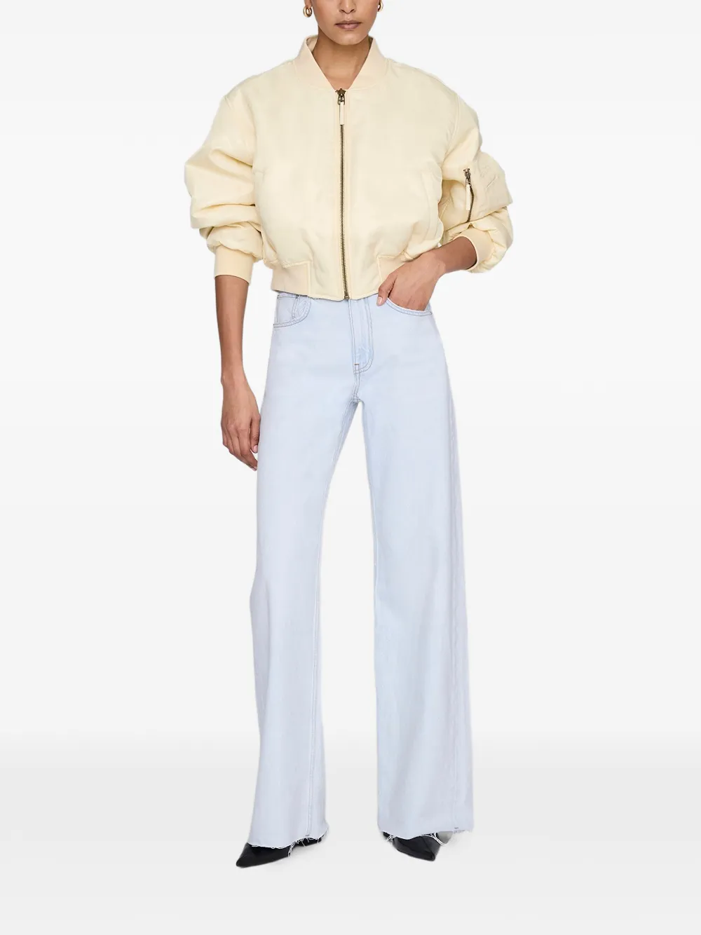 ANINE BING Leon cropped bomberjack Beige