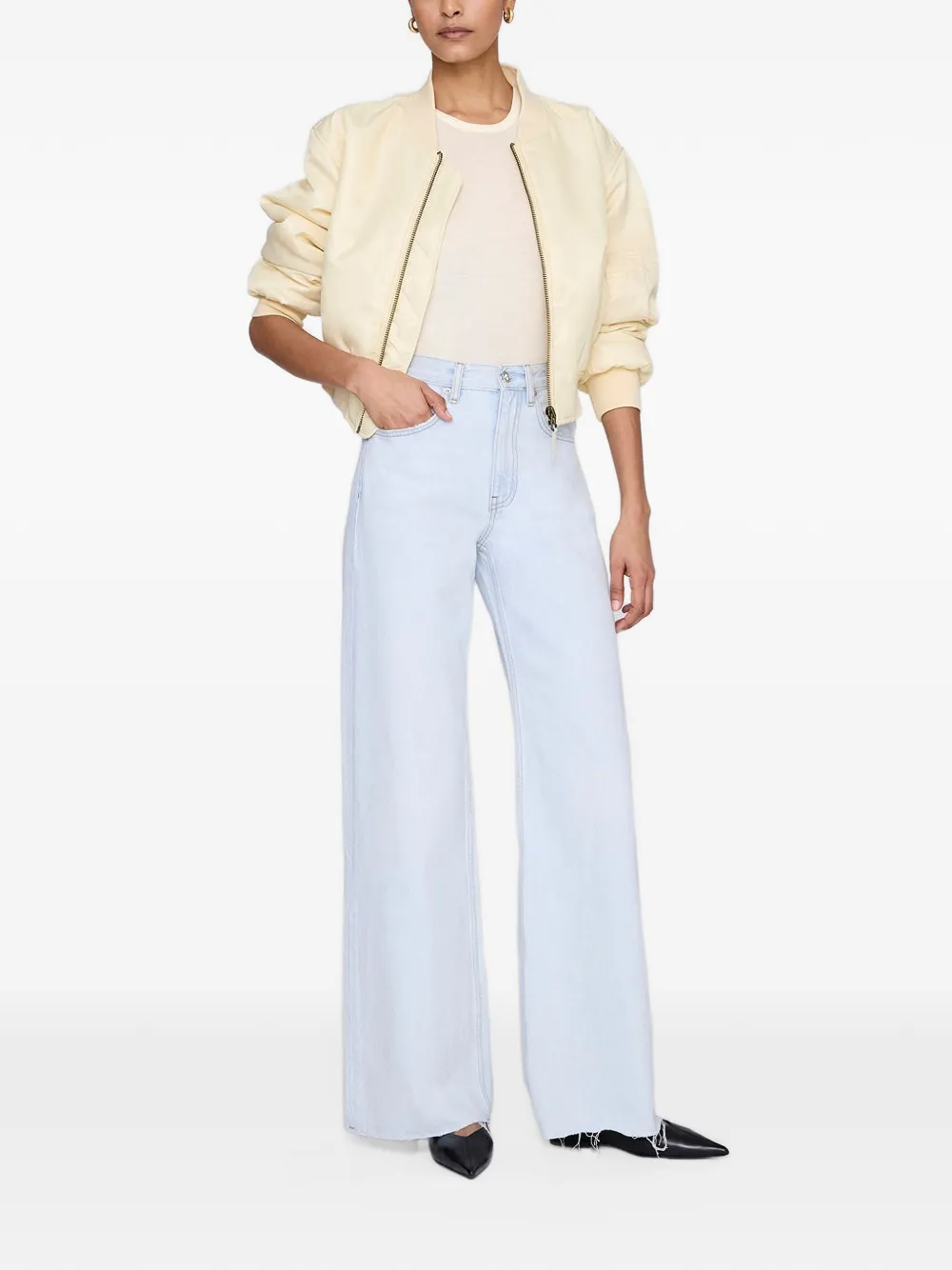 ANINE BING Leon cropped bomberjack Beige