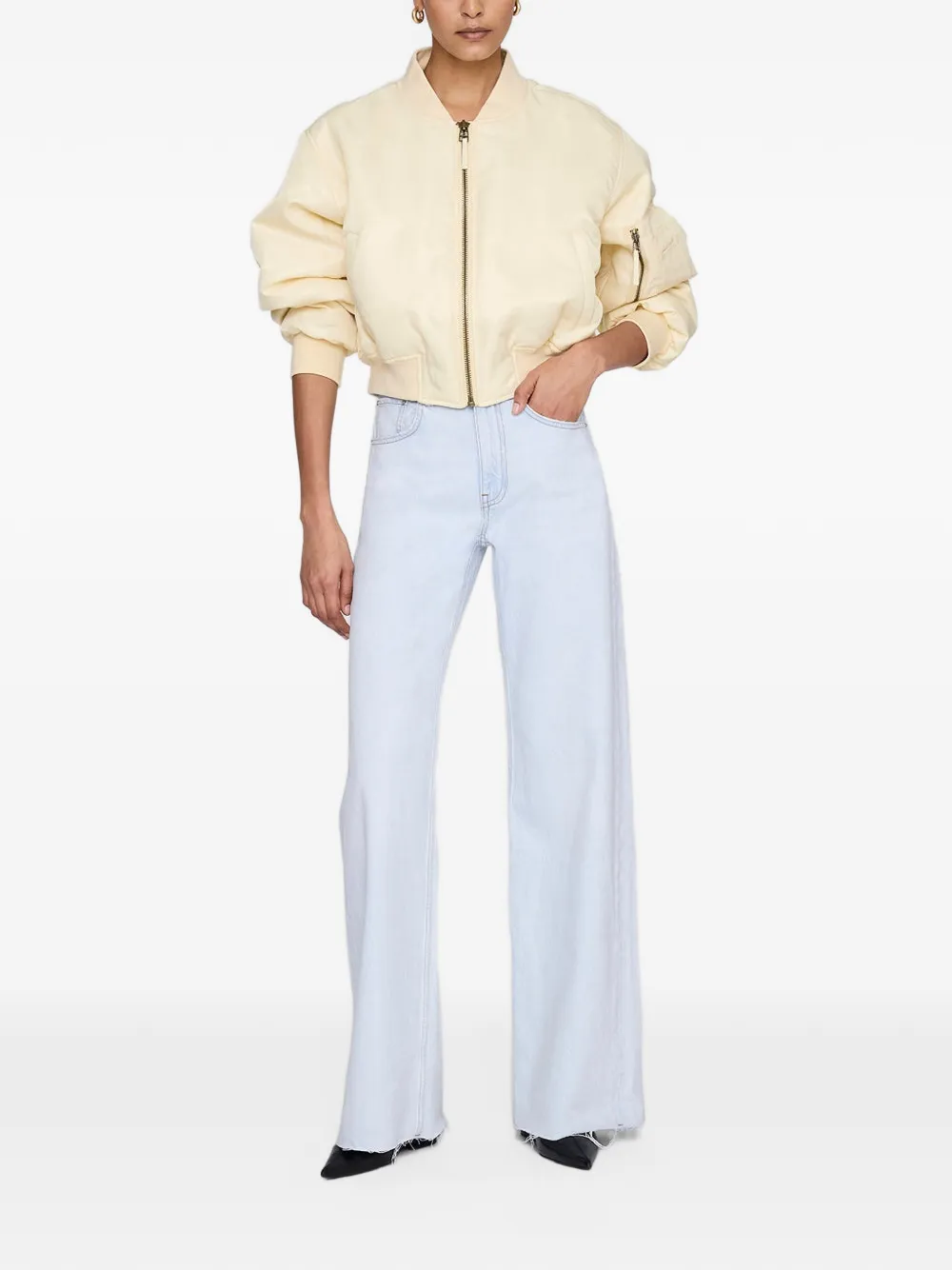 ANINE BING Leon cropped bomberjack Beige