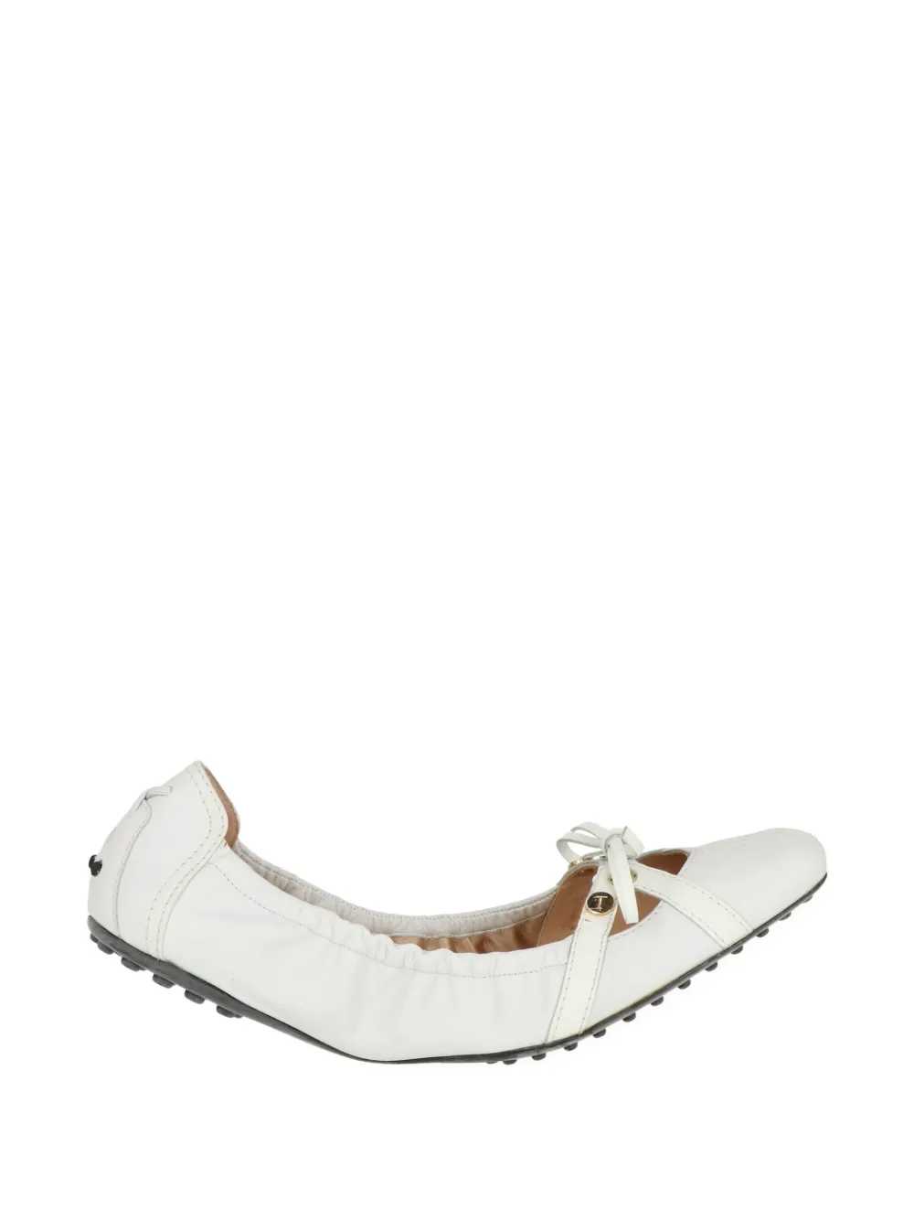 Tod's bow-detail leather ballet flats - Bianco