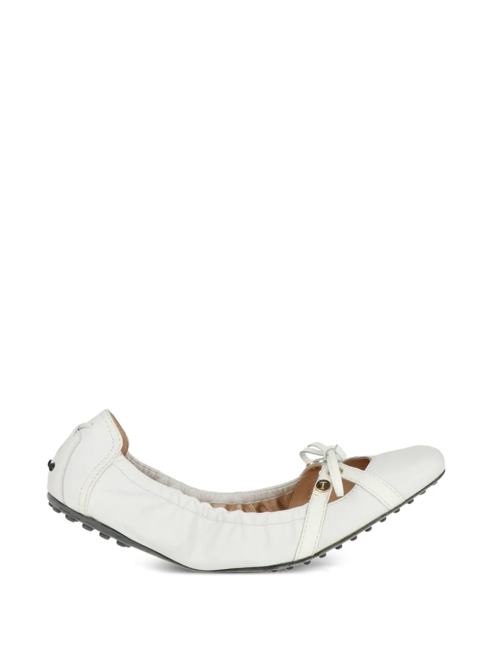 Tod's bow-detail leather ballet flats - Bianco