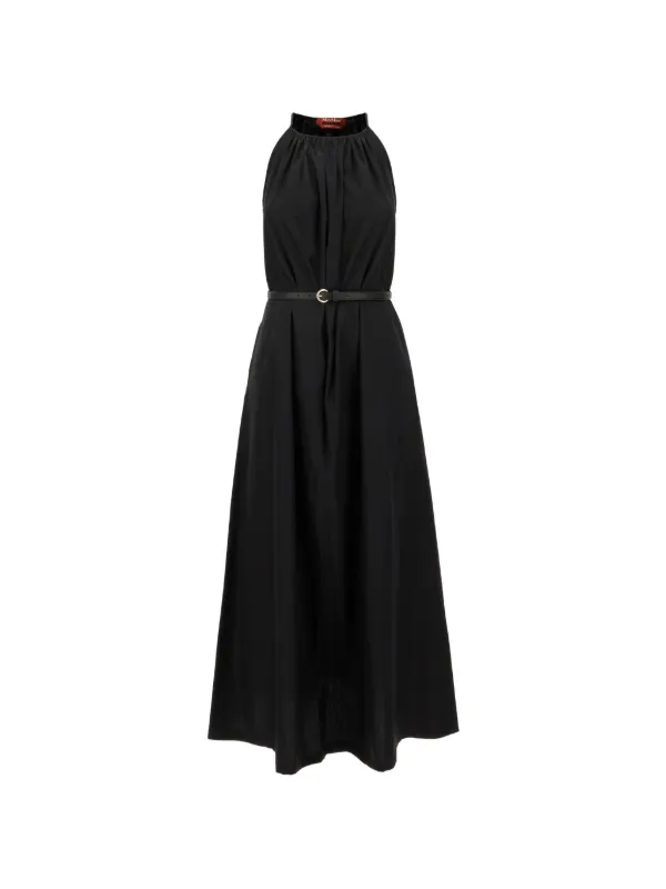 Max Mara Belted Sleeveless Dress in Black