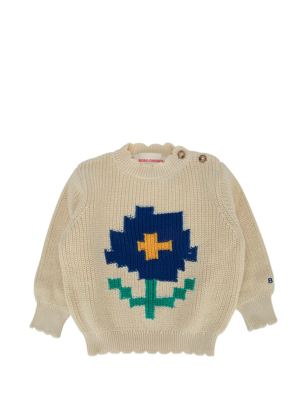 Bobo Choses Pixel Daisy long-sleeve sweater - Toni neutri
