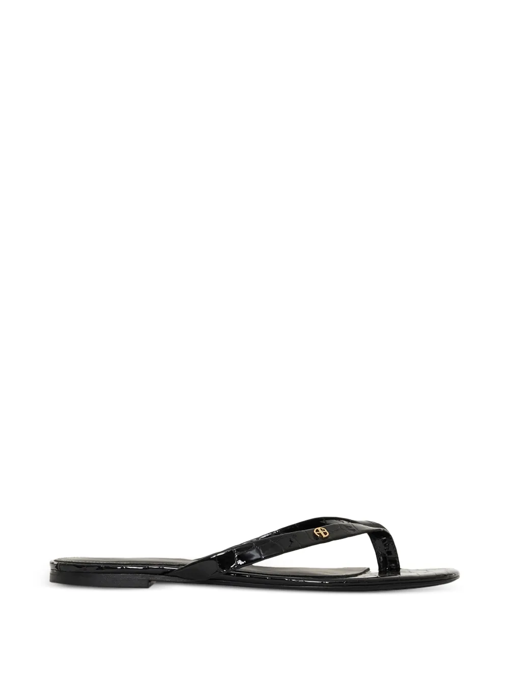 ANINE BING Noelle croc-embossed flat sandals - Nero