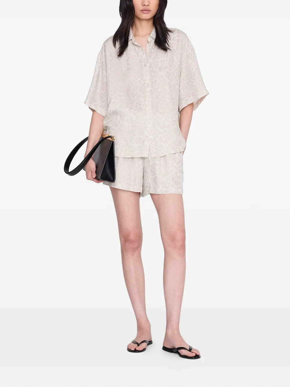 ANINE BING Kam shorts met luipaard-print Beige
