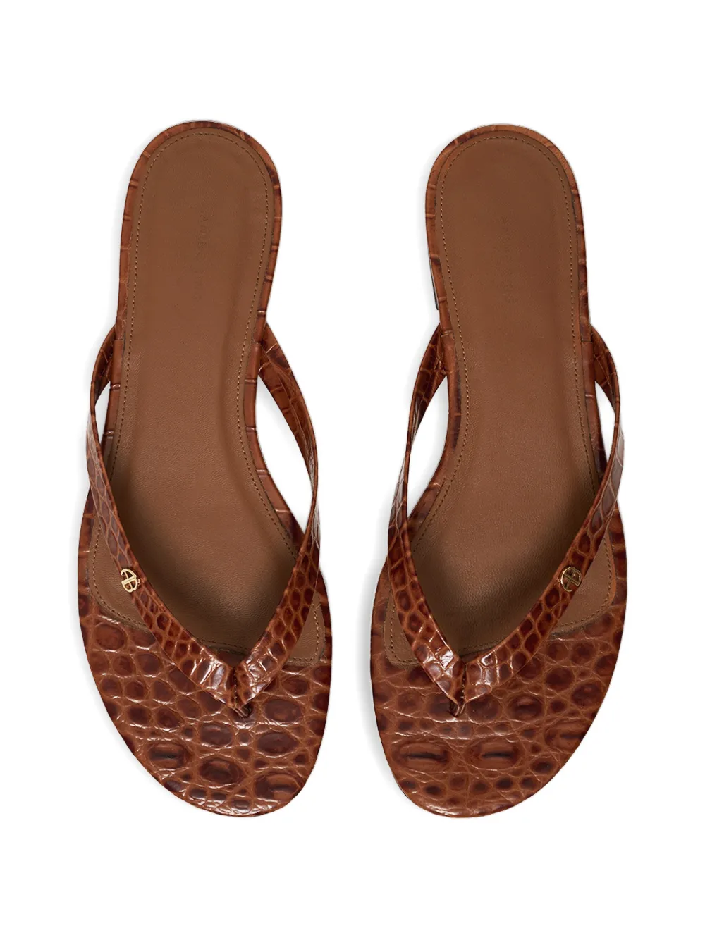ANINE BING Noelle croc-embossed flat sandals Bruin