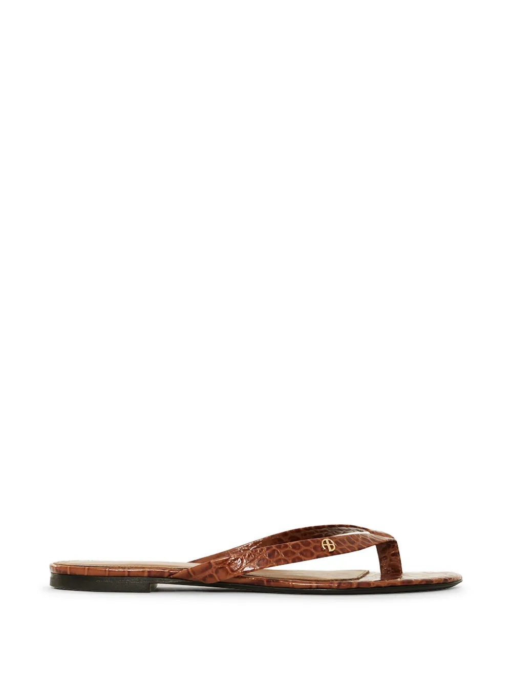 ANINE BING Noelle croc-embossed flat sandals Bruin