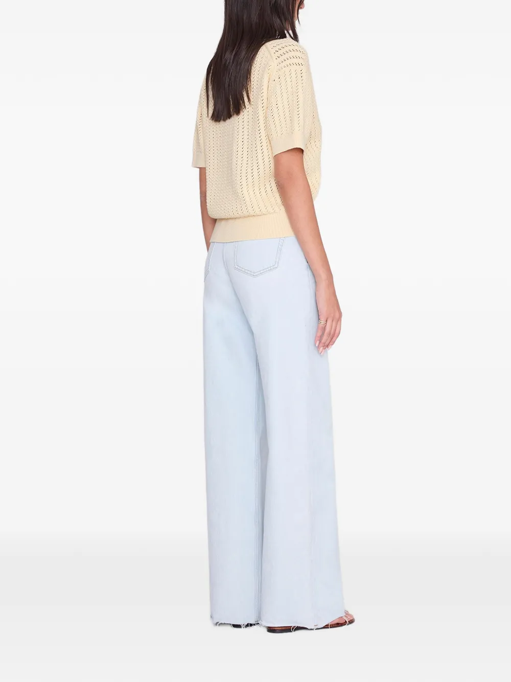 ANINE BING Flynne opengebreid vest met korte mouwen Beige