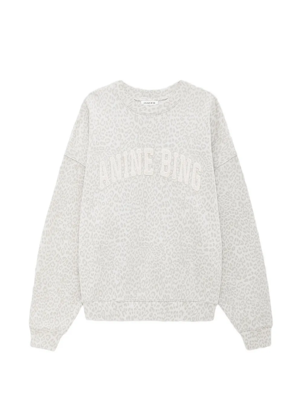 ANINE BING Sweater met luipaardprint en logo Beige