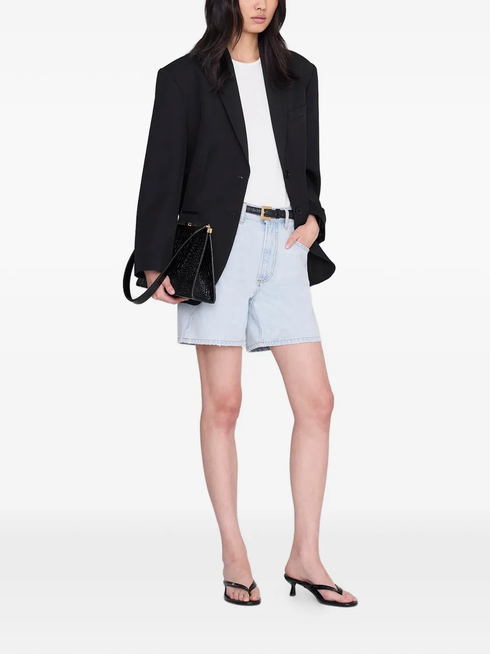 ANINE BING Noelle sandalen met krokodillen-reliëf Zwart