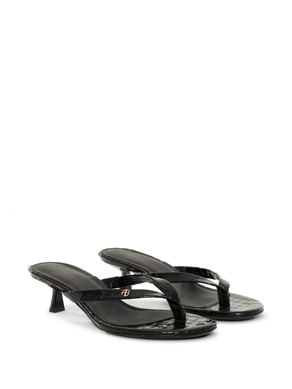 ANINE BING Noelle sandalen met krokodillen-reliëf Zwart