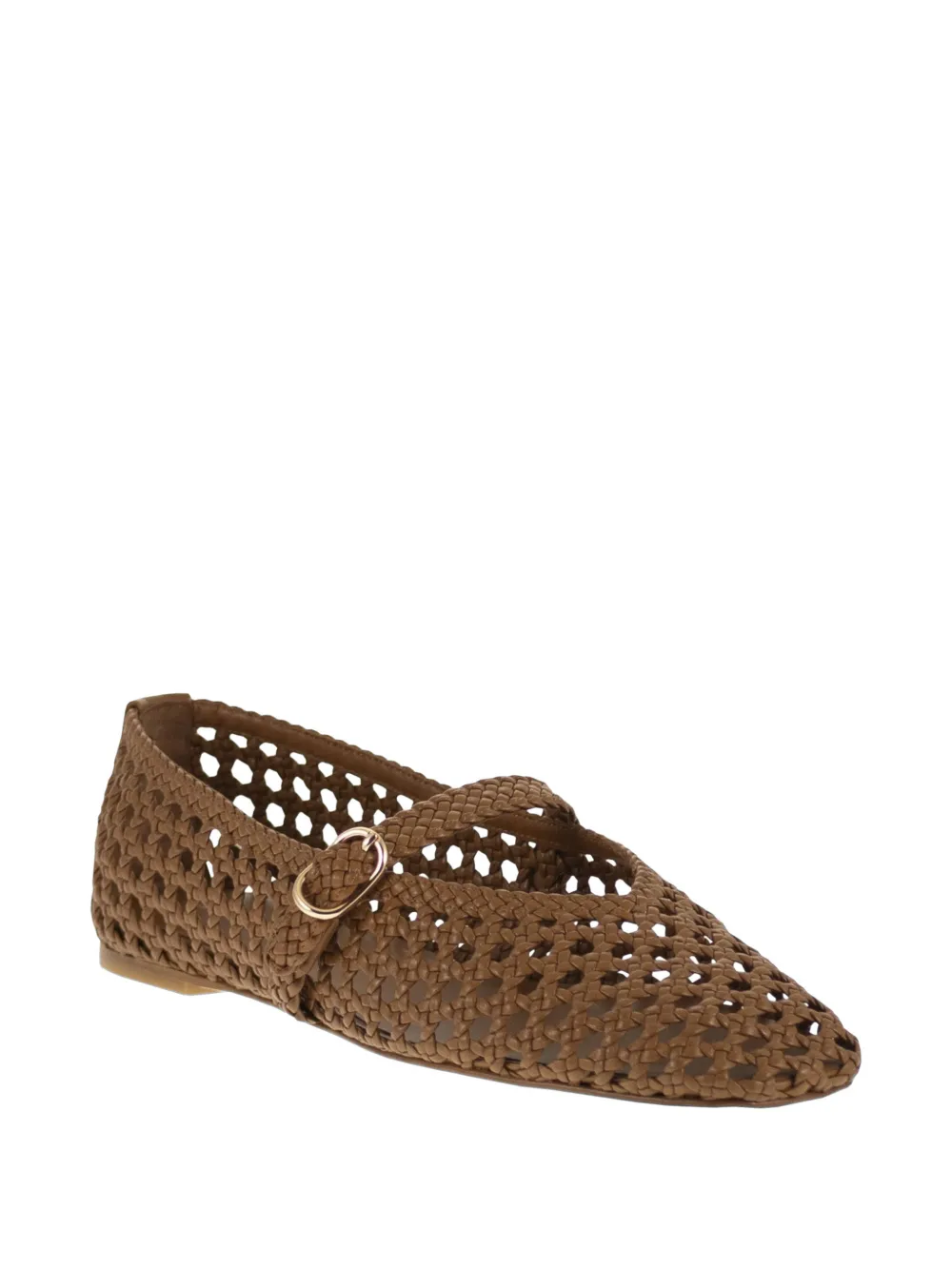 Stuart Weitzman Prima woven strap leather ballet flats Bruin