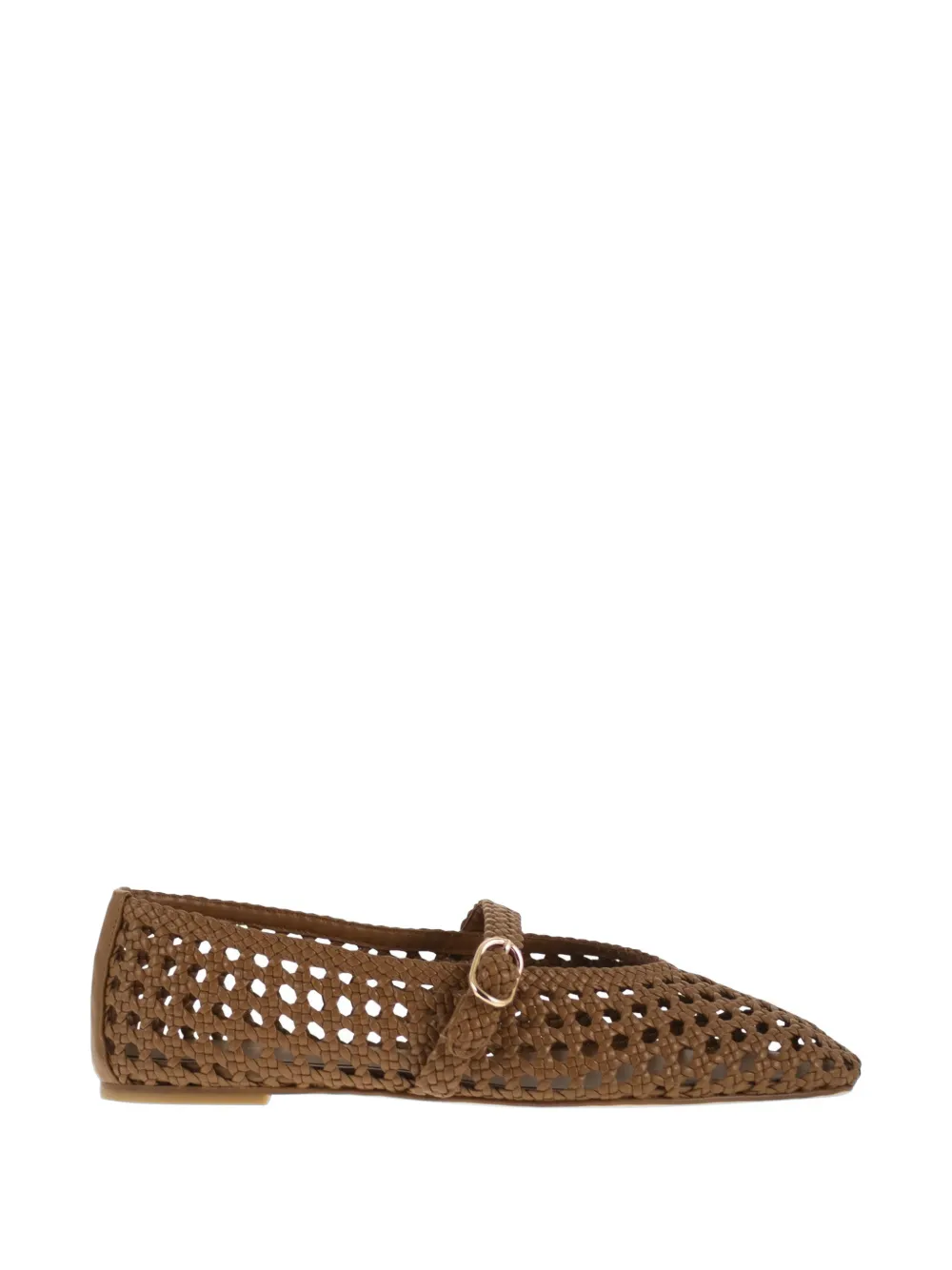 Stuart Weitzman Prima woven strap leather ballet flats - Marrone