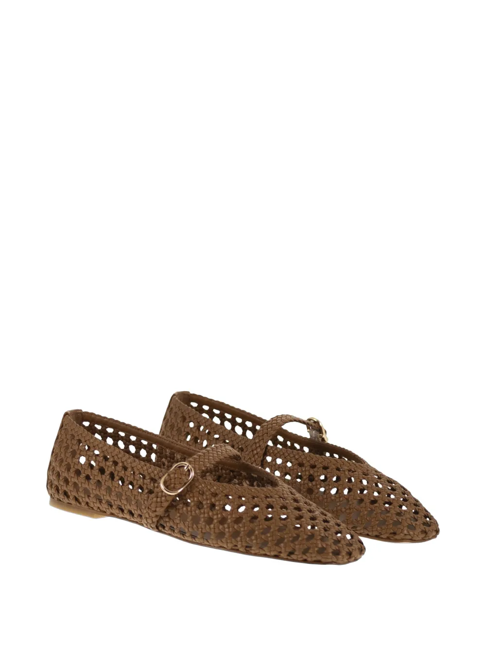 Stuart Weitzman Prima woven strap leather ballet flats Bruin