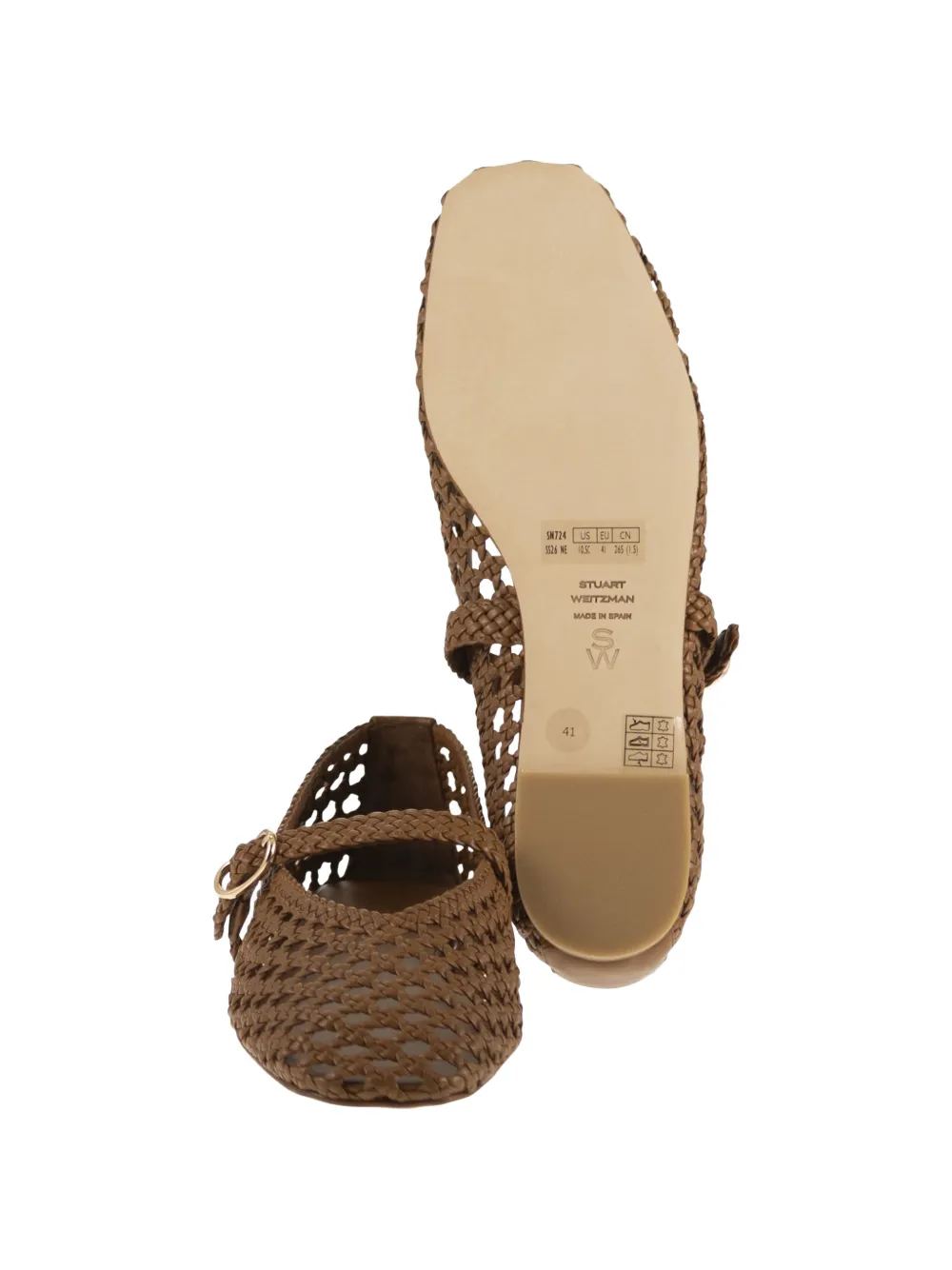Stuart Weitzman Prima woven strap leather ballet flats Bruin