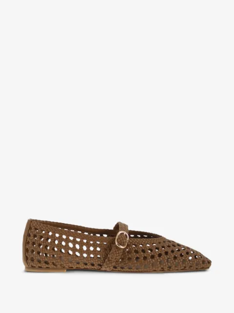 Stuart Weitzman Prima woven strap leather ballet flats