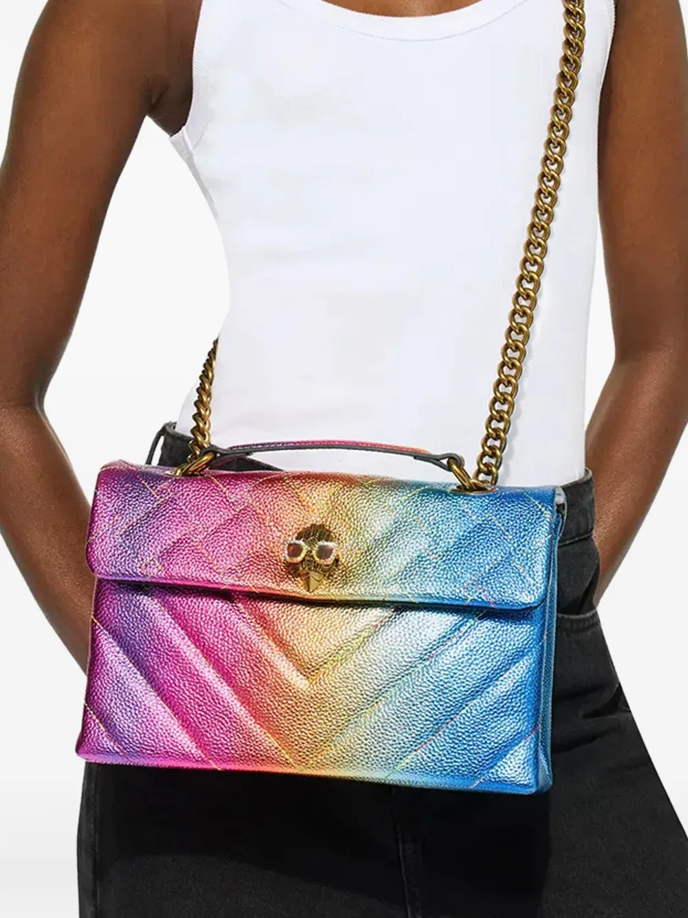 Kurt Geiger London Schoudertas met chevron-streep Blauw