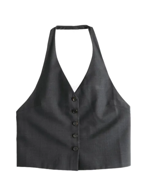 Amomento halterneck button-up top