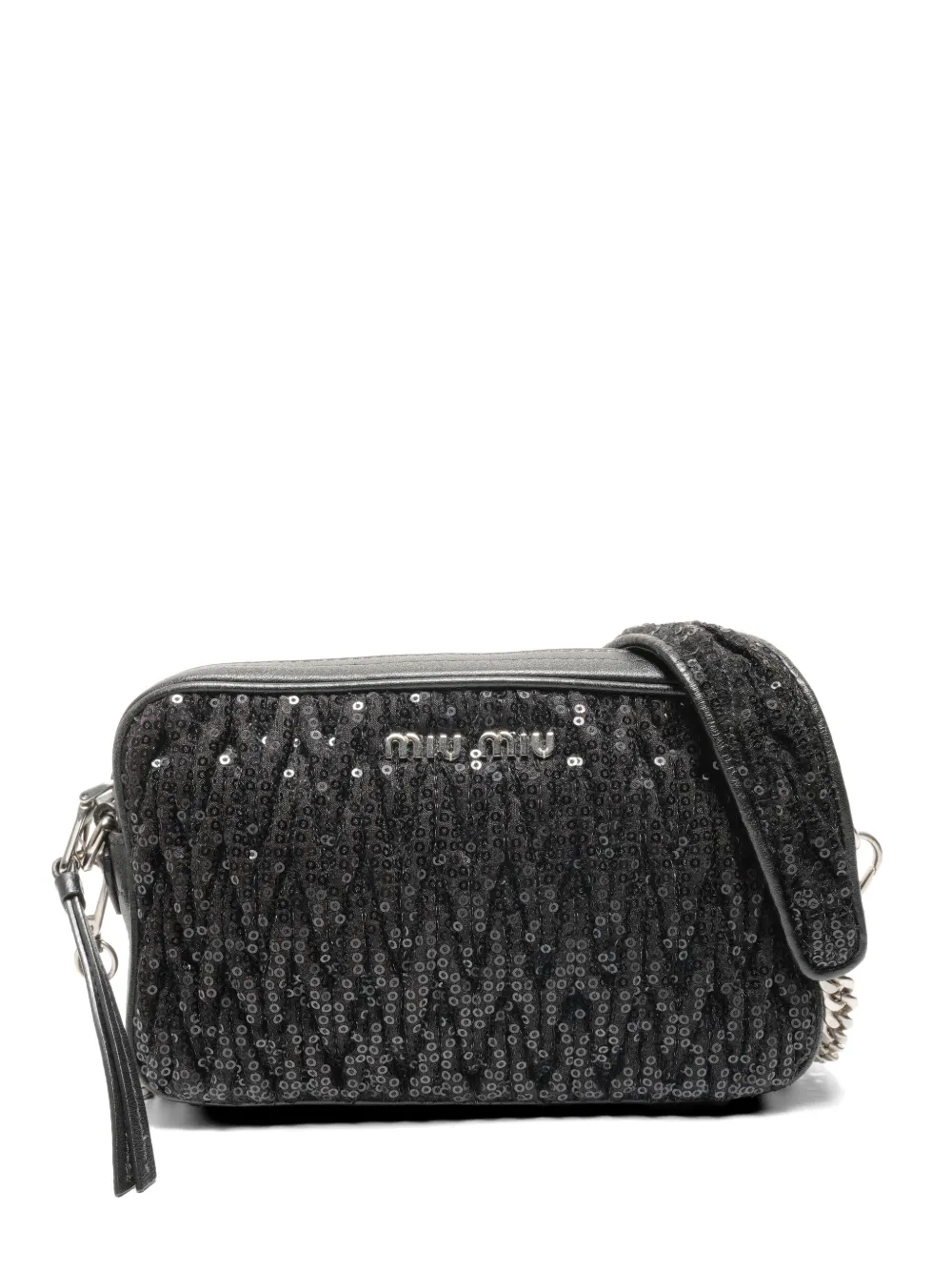 Miu Miu Pre-Owned 2000s sequin chain shoulder bag - Black