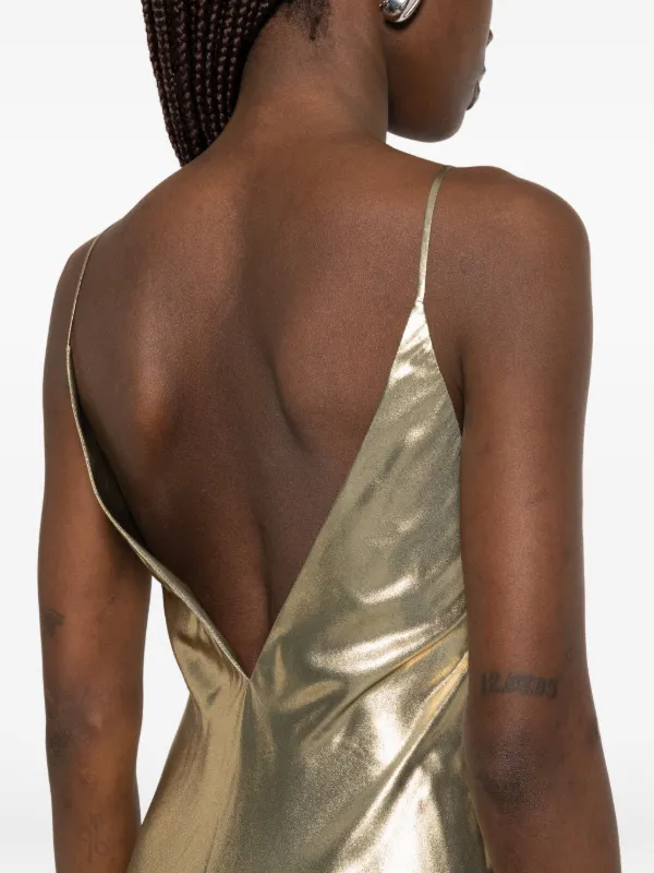 Galvan V-neck silk Gown - Gold
