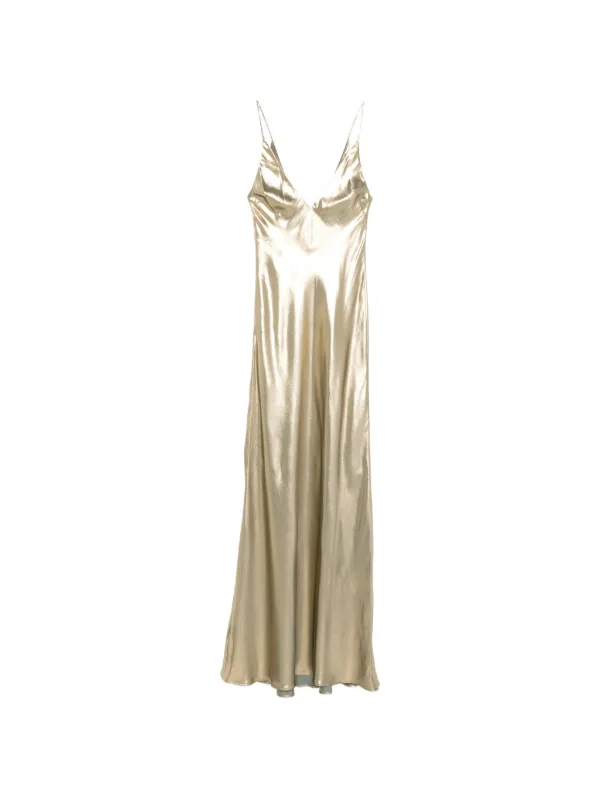 Galvan V-neck silk Gown - Gold