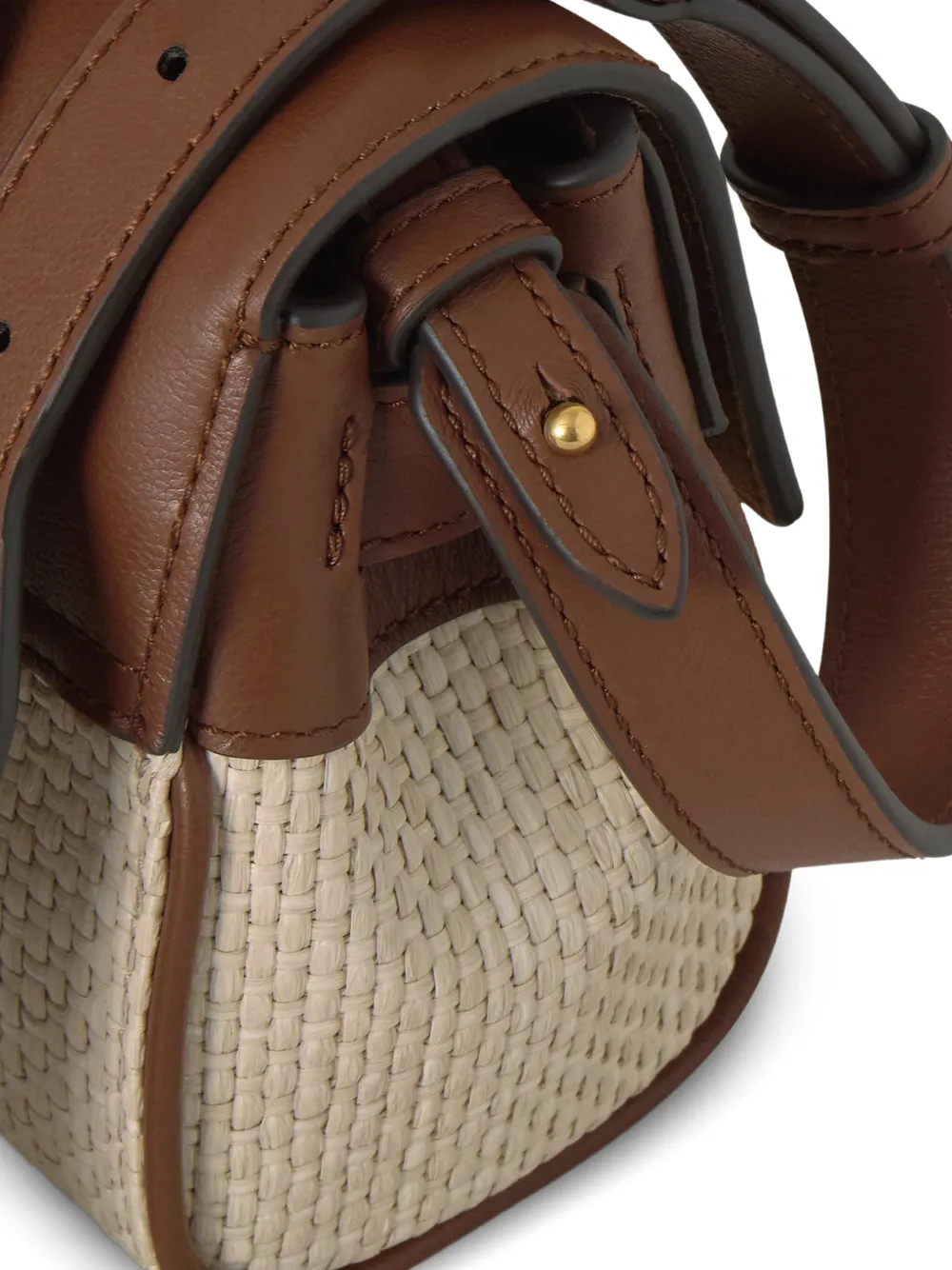Mulberry Bayswater raffia mini-crossbodytas Bruin