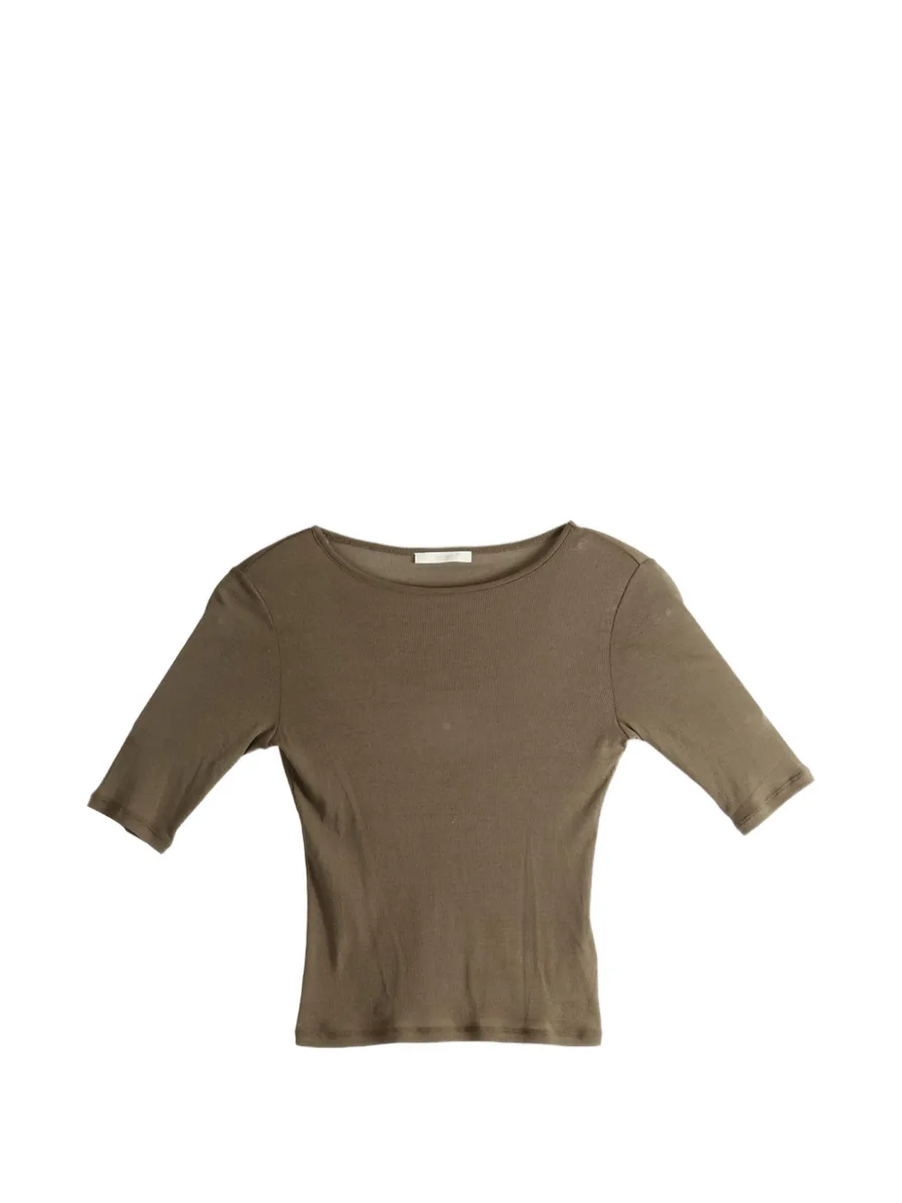 Amomento ribbed elbow-sleeve top - Marrone