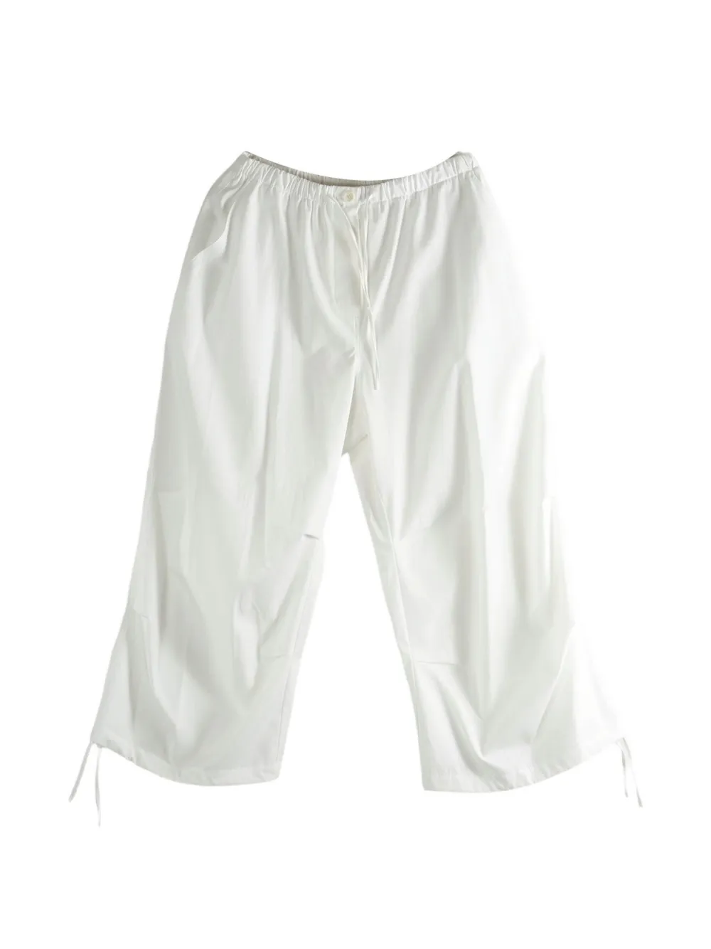 Amomento drawstring-cuff wide-leg capri trousers - Bianco