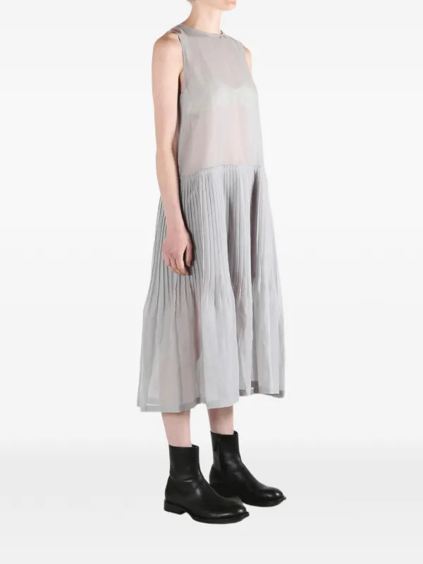 Amomento Sheer Pleated Dress | Grey | FARFETCH NO