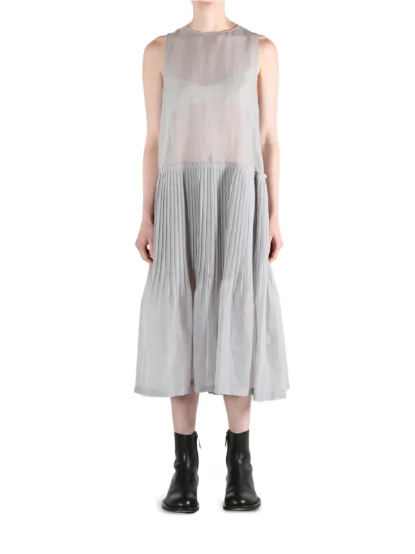Amomento Sheer Pleated Dress | Grey | FARFETCH NO