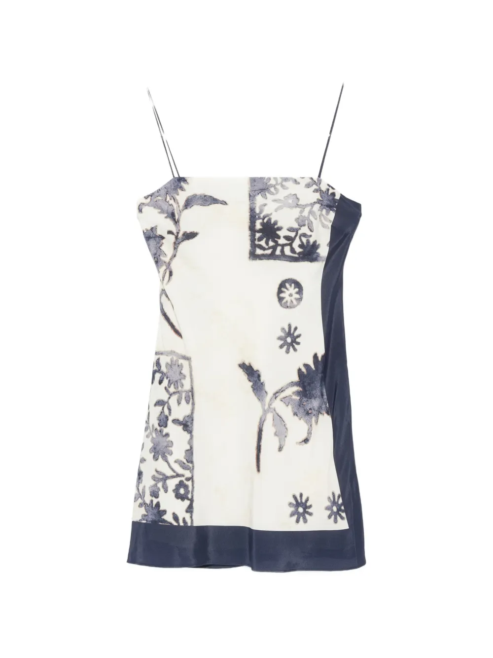 Sir Philipa Slip Floral-print Spaghetti-strap Mini Dress In Metallic